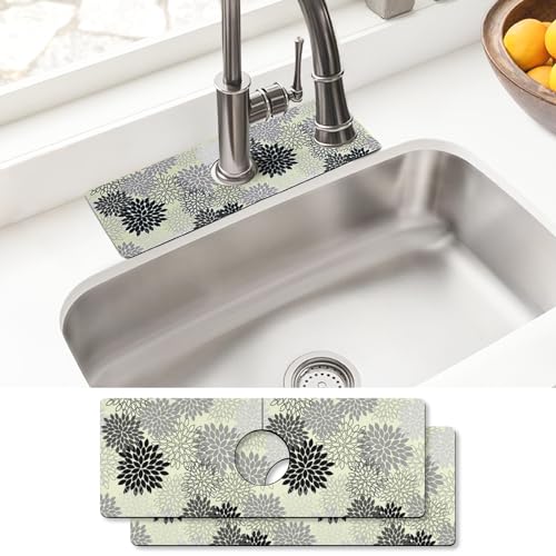 aquoechd Sink Faucet Absorbing Mat, 2 Pack Drying Mat Around Faucet Sink Splash Guard Behind Faucet Sinkmat For Kitchen Bathroom Island Rv 15 * 5.5 Inch (38 * 14 cm) - Image 1