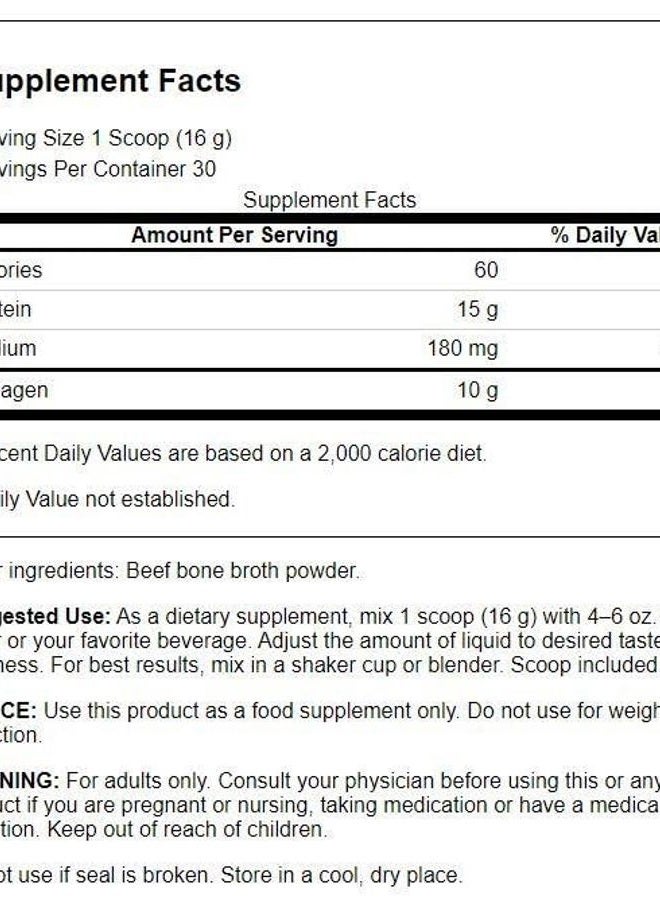SWANSON Real Food Bone Broth Collagen - Natural Flavor 16.9 oz Pwdr - Image 2