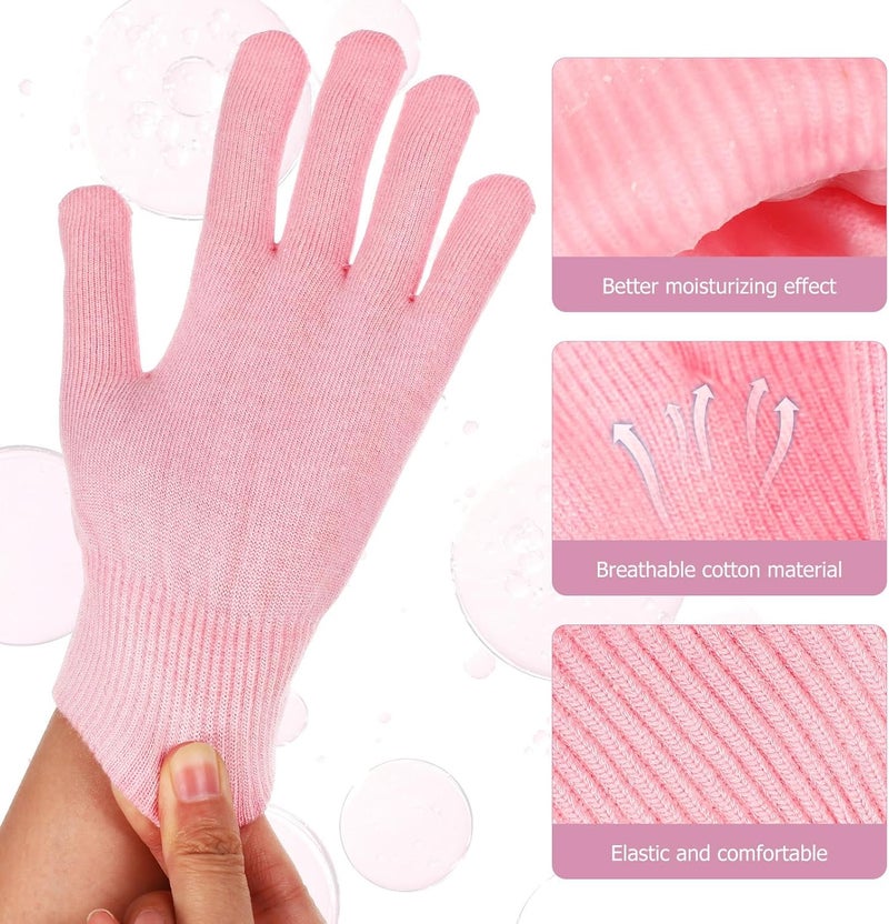 Spa Moisturizing Therapy Socks and Hand Skin Care Gloves Set, 2 Pairs Pink Moisturizer Gel Socks with Gloves for Dry Hands and Feet Care at Home - Image 3