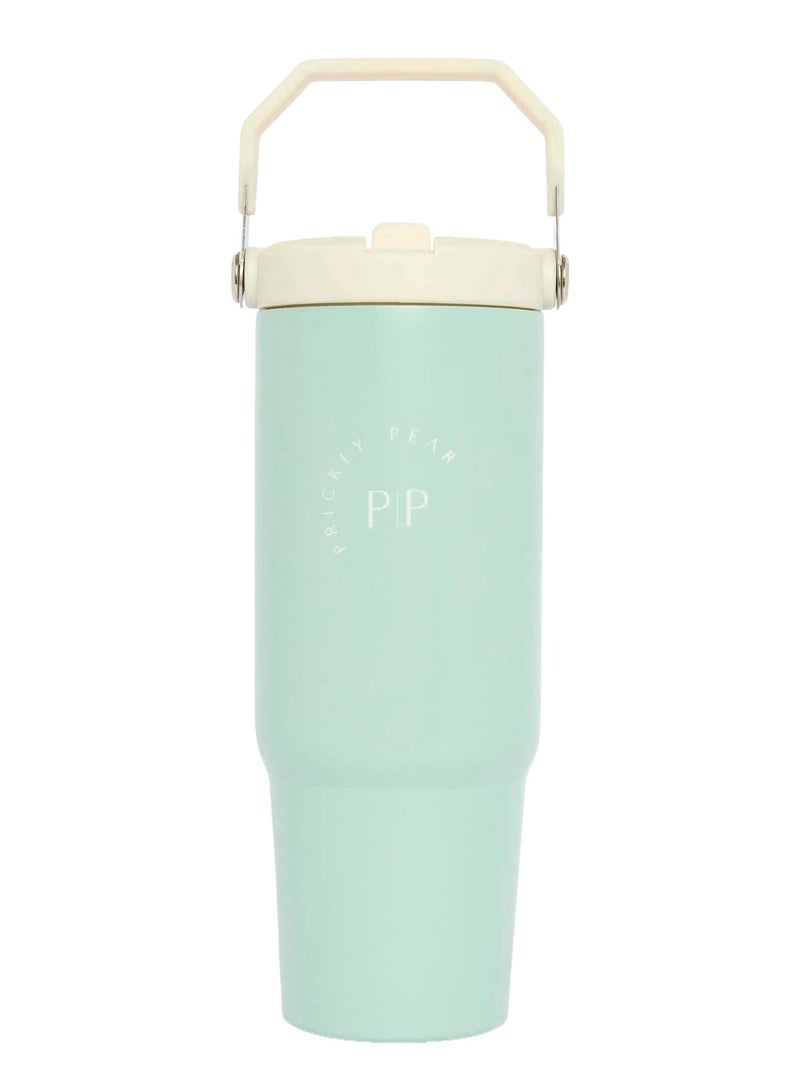 Prickly Pear Stainless Steel 30 Oz Hydrator Water Bottle 2.0 - Top Handle Sage & Cream Logo - Image 2