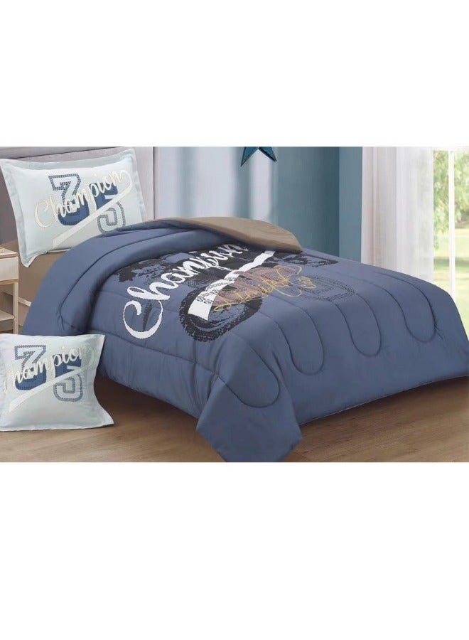 سمارت هوم طقم مفارش ولحاف أطفال ذو حشوة متوسطة مكون من4 قطع قابل للعكس شرشف مطاط مقاس 170*230سم للأولاد والبنات - Image 3