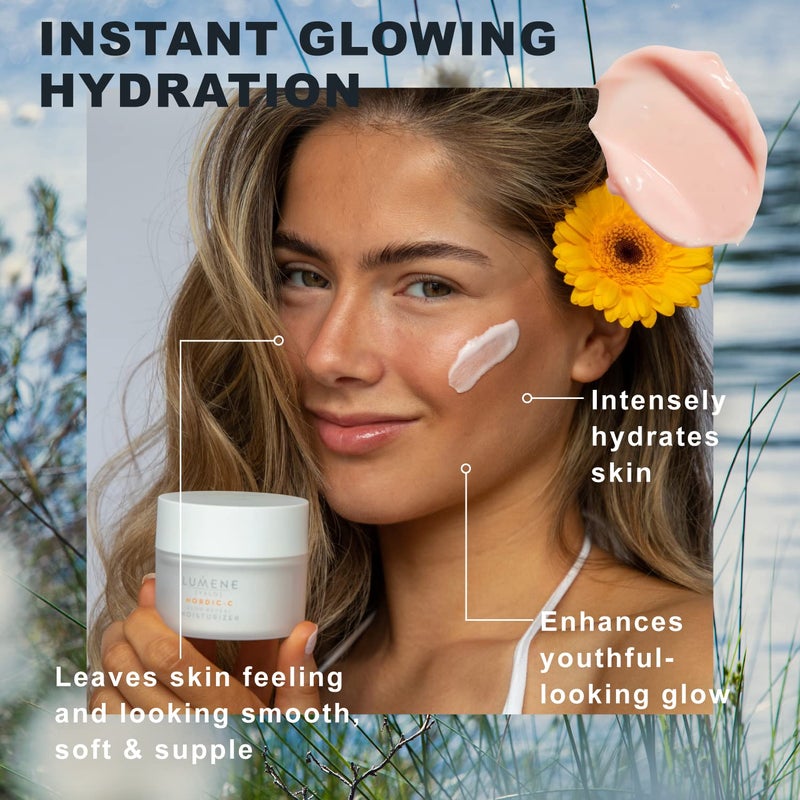Lumene Nordic-C Glow Reveal Facial Moisturizer - Antioxidant-Rich Vitamin C Face Cream - Hydrating Hyaluronic Acid Moisturizer with Vitamin B3 + B5 to Promote Radiant & Youthful Skin (1.7oz) - Image 4