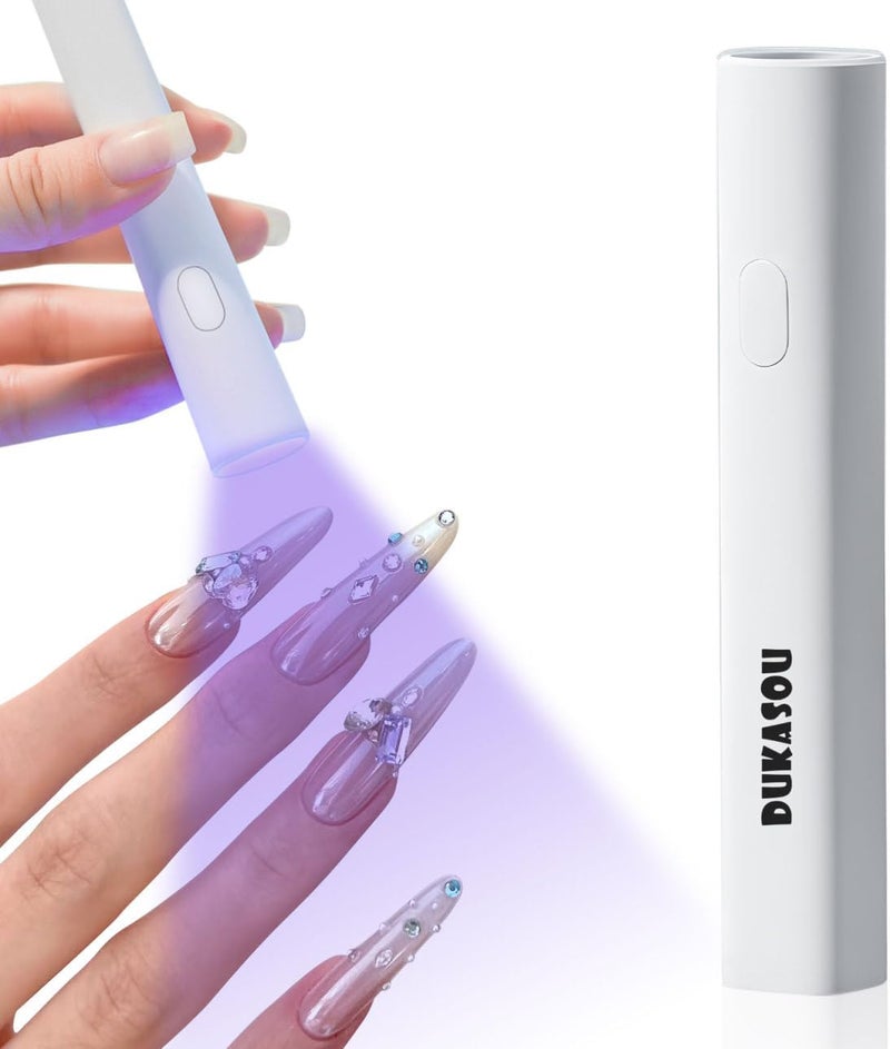 DUKASOU Handheld UV Light for Gel Nails, UV Nail Lamp for Gel Polish, Portable Mini LED Nail Lamp, Cordless Rechargeable USB Nail Dryer for Fast Curing Home DIY Manicure Nail Art