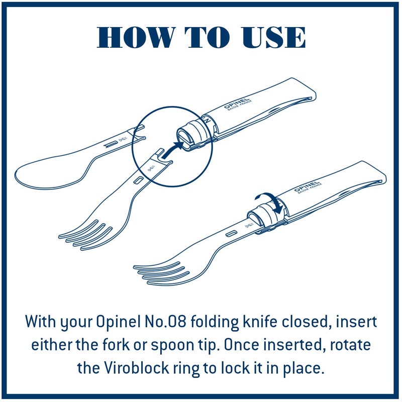 Opinel Picnic+ Cutlery Insert Set for No. 8 Folding Pocket Knives, Fork and Spoon Insert, Micro Fiber Napkin, Made in France - Image 4
