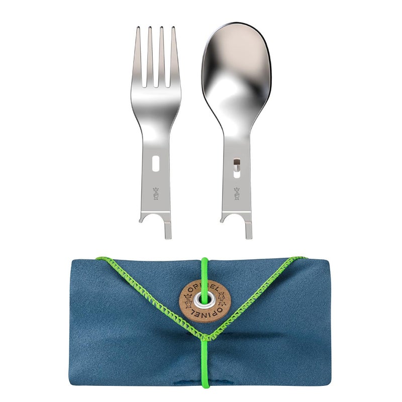 Opinel Picnic+ Cutlery Insert Set for No. 8 Folding Pocket Knives, Fork and Spoon Insert, Micro Fiber Napkin, Made in France - Image 1