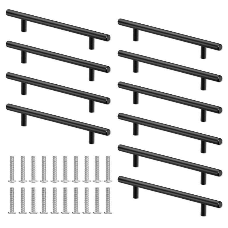 ZoiNavyer 10 Pack Cabinet Handles 78 Inch Cabinet Pulls Matte Black Cabinet Hardware Stainless Steel Kitchen Drawer Pulls with 5 Inch Hole Center Ideal for Cabinet Drawer Cupboard and Wardrobe - Image 2