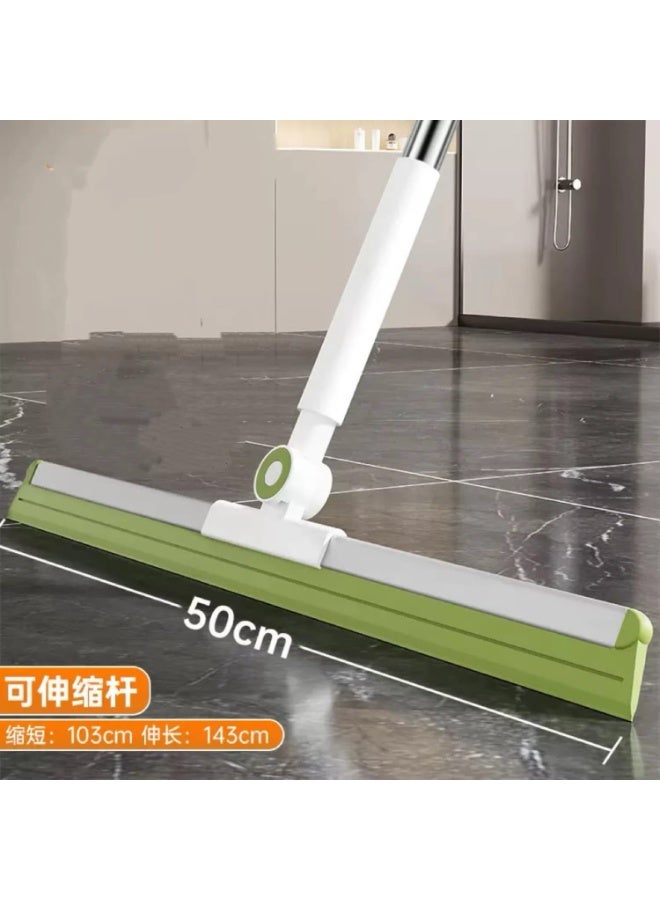 إل ديس فرشاة تنظيف سحرية بشكل ذيل الحوت مع مقبض تلسكوبي قابل للتعديل – مكنسة ممسحة متعددة الأسطح مع كاشط أرضيات، مناسبة للحمام والمطبخ وغرفة النوم والبلاط، أداة فعالة لمسح المياه وتنظيف الأرضيات - Image 1