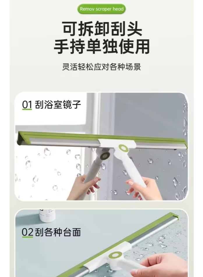 إل ديس فرشاة تنظيف سحرية بشكل ذيل الحوت مع مقبض تلسكوبي قابل للتعديل – مكنسة ممسحة متعددة الأسطح مع كاشط أرضيات، مناسبة للحمام والمطبخ وغرفة النوم والبلاط، أداة فعالة لمسح المياه وتنظيف الأرضيات - Image 4