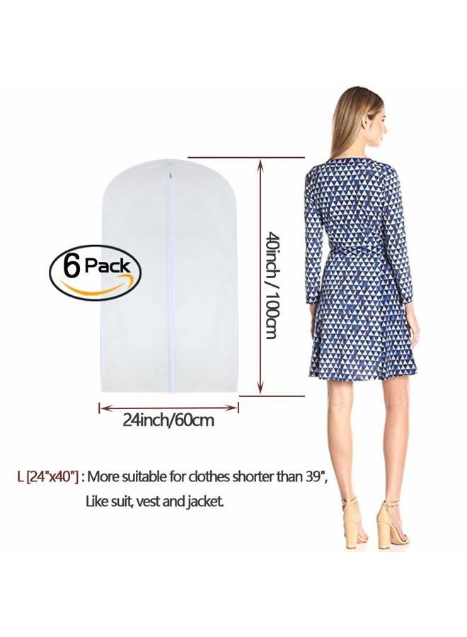 HomeClean Transparent Garment Bag, 60 cm x 100 cm, Suit Bag, Mothproof Garment Bags, White, Breathable, Full Zip, Dust Protection for Suit, Dance Wear, Closet, Pack of 6 - Image 2