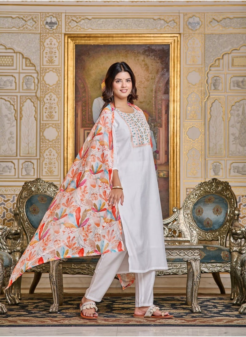 Women Chanderi White Kurta with Pant and Digital Print Dupatta Set - pzsku/Z697BD873F709D5CEC8E4Z/45/_/1736165552/86b5f919-6fda-47f6-a163-3fb79be37bf4