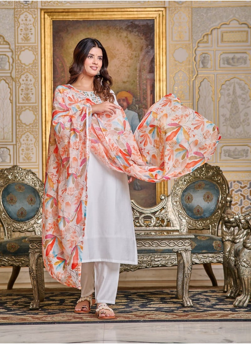 Women Chanderi White Kurta with Pant and Digital Print Dupatta Set - pzsku/Z697BD873F709D5CEC8E4Z/45/_/1736165572/141d43a4-213c-46db-a85d-6552faf885c1