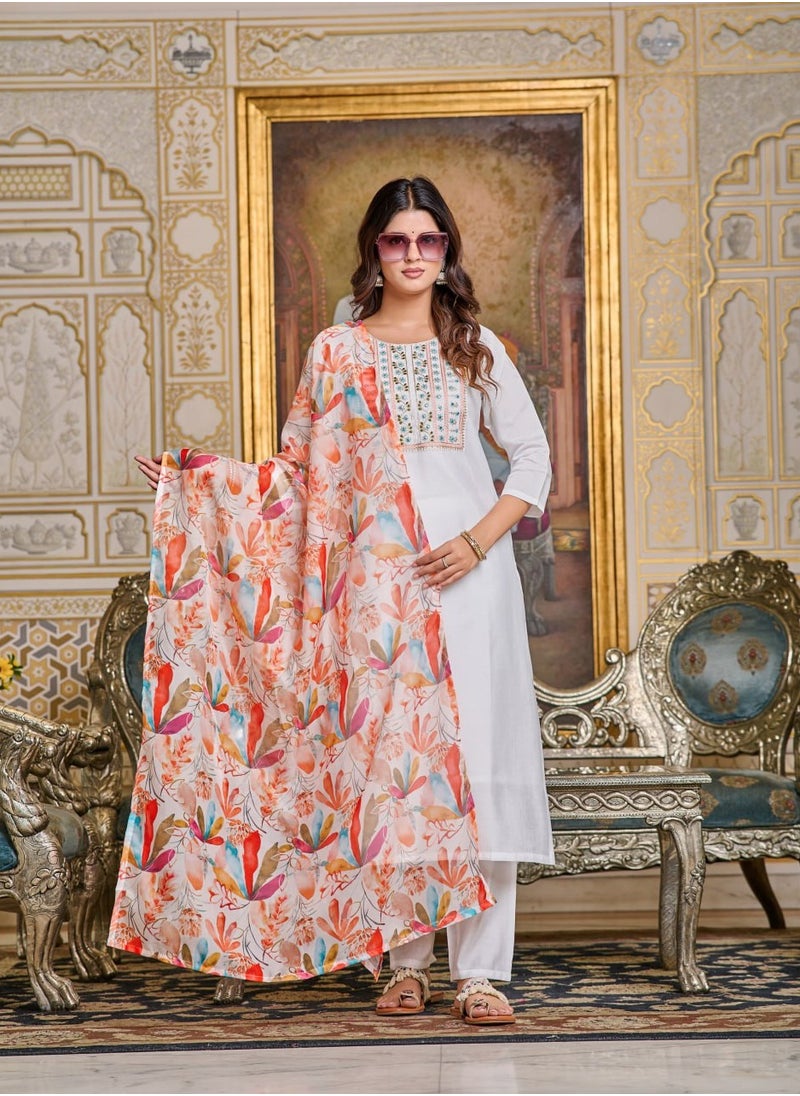 Women Chanderi White Kurta with Pant and Digital Print Dupatta Set - pzsku/Z697BD873F709D5CEC8E4Z/45/_/1736165573/0895c81f-9d6a-43d8-8e2b-4434c0eba650