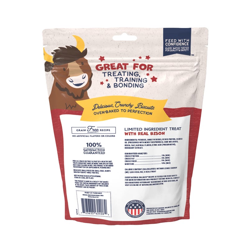 Natural Balance Limited Ingredient Rewards Crunchy Biscuits, Bite-Size Grain-Free Dog Treats for Small-Breed Adult Dogs, Made with Real Bison, 8 Ounce (Pack of 1) - Image 2