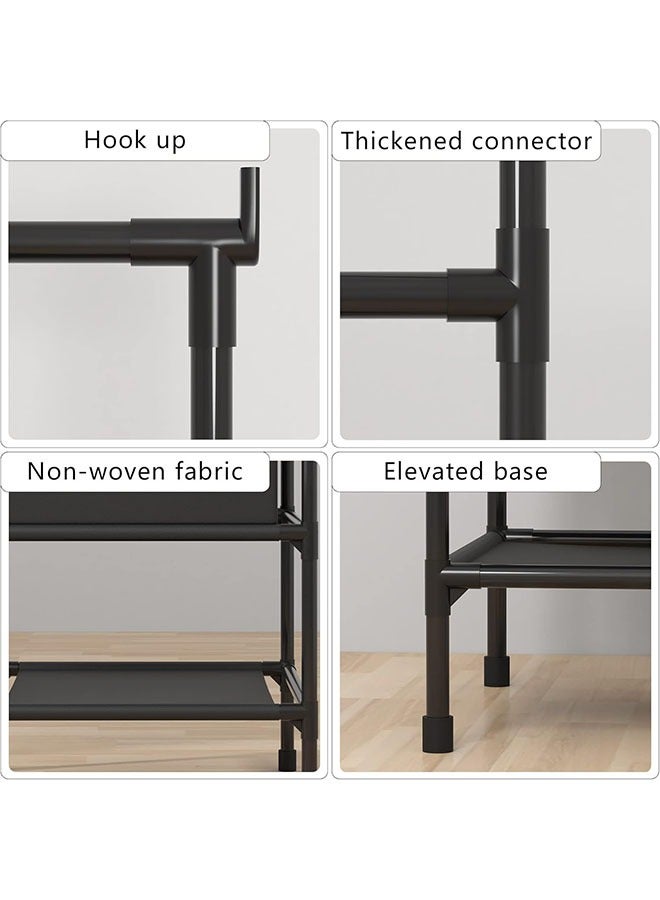 Arabest Clothes and Hats Storage Rack,Independent Closet Storage Rack with 3 Storage Racks Simple Corner Storage Rack in Entrance Bedroom (Black) - Image 5