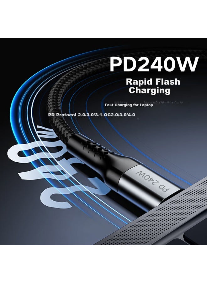 CangHua Pd240w 2m Data Cable Double Type-c Charging Cable 6a Current Ctoc Fast Charging Compatible With 100w/90w/67w For Xiaomi 15 Pro, Redmi Note, K80 Phone - Image 2