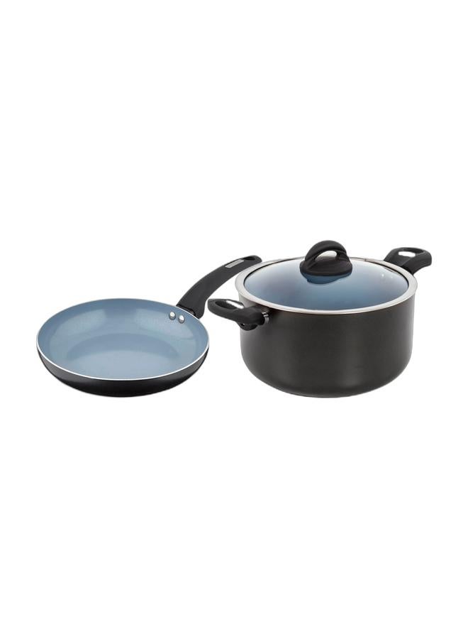 Tower Cerasure 24cm Aluminium Non-Stick Ceramic Frying Pan | Bonded Base | PFAS PFOA PTFE Free Skillet | All Kitchen Stovetop Compatible Fry Pan | Cool-Touch Handle | Dishwasher Safe | Graphite Grey & Tower Cerasure 5.8L (24cm) Aluminium Non-Stick Ceramic Casserole Dish with Glass Lid | Healthy Cooking Pot | All Kitchen Stovetop Compatible | Dishwasher Safe | PFOA Free Cookware Pan | Graphite Grey Bundle - Image 1