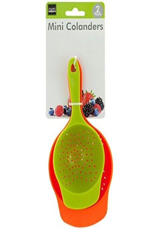 Brandobay Mini Colanders Set 2 Plastic Pack Kitchen Mesh Food Strainers Colander Handles Red Lime Green 6.5 and 7.5 Inch Strainer For Pasta Vegetables and Fruits - Image 3