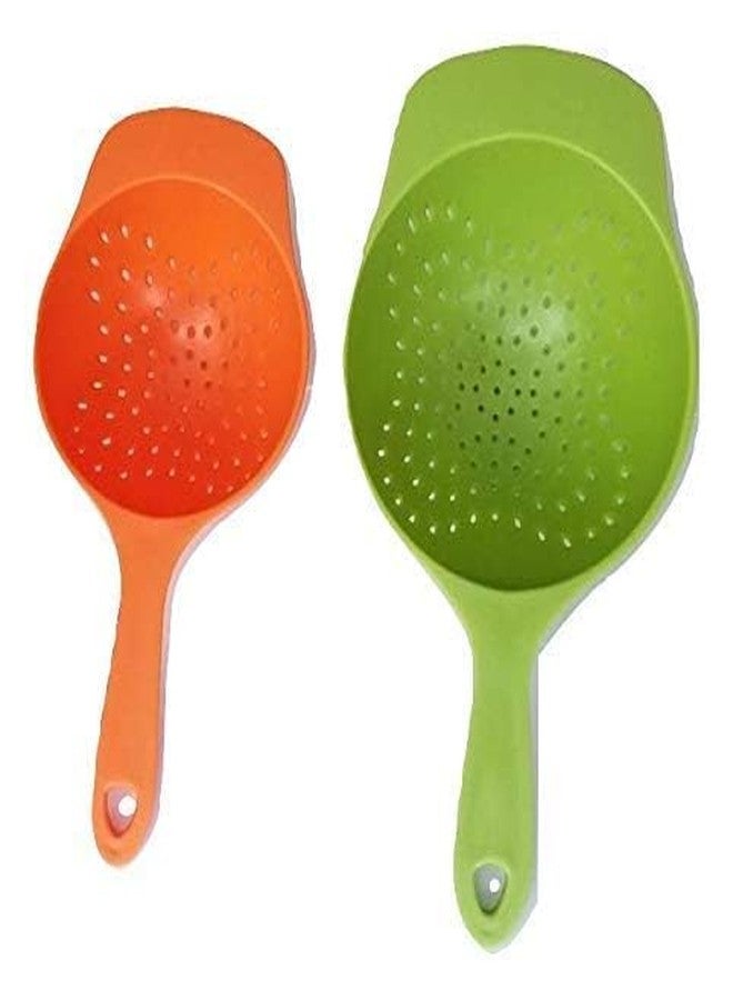 Brandobay Mini Colanders Set 2 Plastic Pack Kitchen Mesh Food Strainers Colander Handles Red Lime Green 6.5 and 7.5 Inch Strainer For Pasta Vegetables and Fruits - Image 4