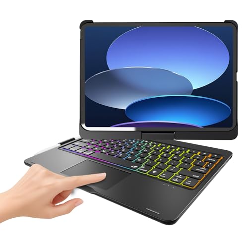 BABG for iPad 10th 11th (A16) Case with Keyboard&iPad Air 11(M4,M3,M2),360°Swivel,7 Use Modes,Rainbow Backlight Keyboard for iPad Pro 11(1st/2nd/3rd/4th Gen)&iPad Air 5th/Air 4th-Black - Image 1