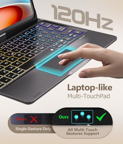 BABG for iPad 10th 11th (A16) Case with Keyboard&iPad Air 11(M4,M3,M2),360°Swivel,7 Use Modes,Rainbow Backlight Keyboard for iPad Pro 11(1st/2nd/3rd/4th Gen)&iPad Air 5th/Air 4th-Black - Image 3