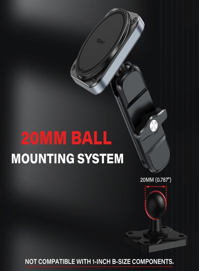 1Zero Replacement Magnetic Phone Mount with 80mm Metal Mounting Arm Dual 20mm Socket Connector Ends (No Mounting Base) Compatible with MagSafe iPhone 12-16 Pro Max, 0.787-Inch Attachment Ball Magnets - Image 5