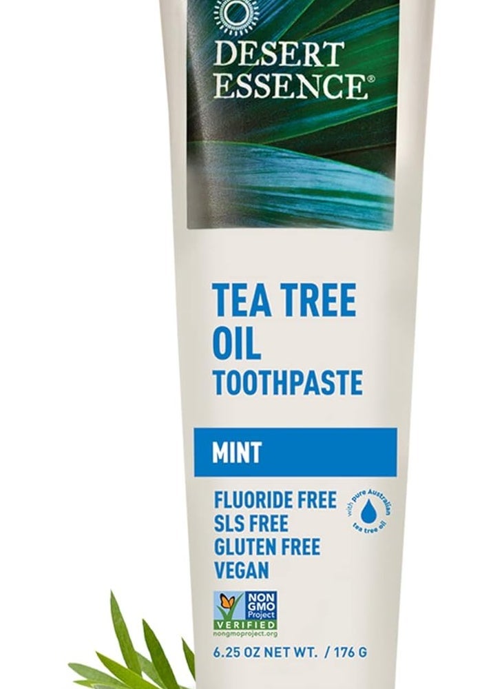 Desert Essence Tea Tree Oil Toothpaste - Mint - 6.25 Oz - Pack of 2 - Refreshing Taste for Deep Cleaning and Plaque Control - Image 2