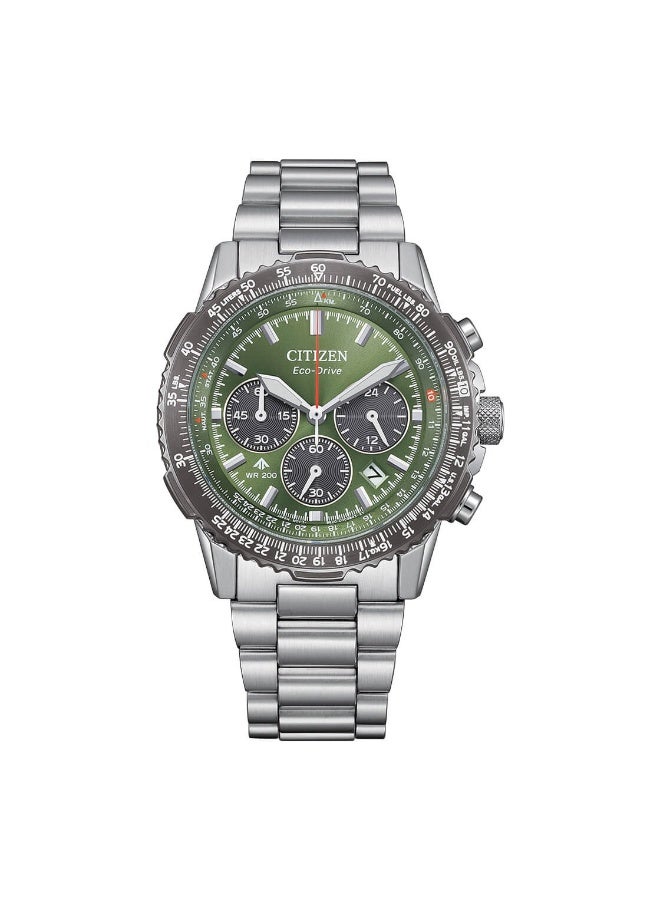 سيتيزن Promaster Sky Navihawk Eco-Drive Chronograph Men's Watch CA4664-60E, 40 mm Green Dial, Stainless Steel Case & Bracelet, 200 m WR - Image 4