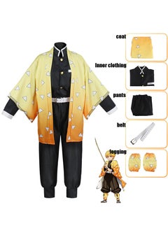 Generic Demon Slayer Agatsuma Zenitsu Cosplay Costume Anime Kimono Outfit Set Cosplay Costume Uniform Outfit Set  - Image 1