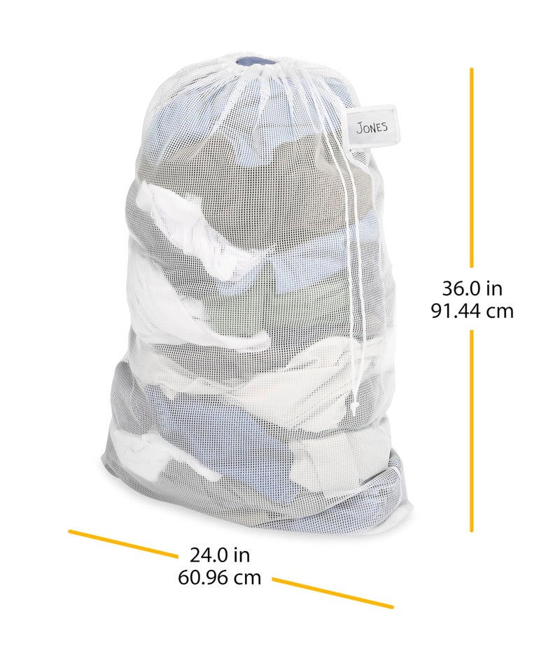 Whitmor Mesh Laundry Bag w/ID Tag White - Image 3