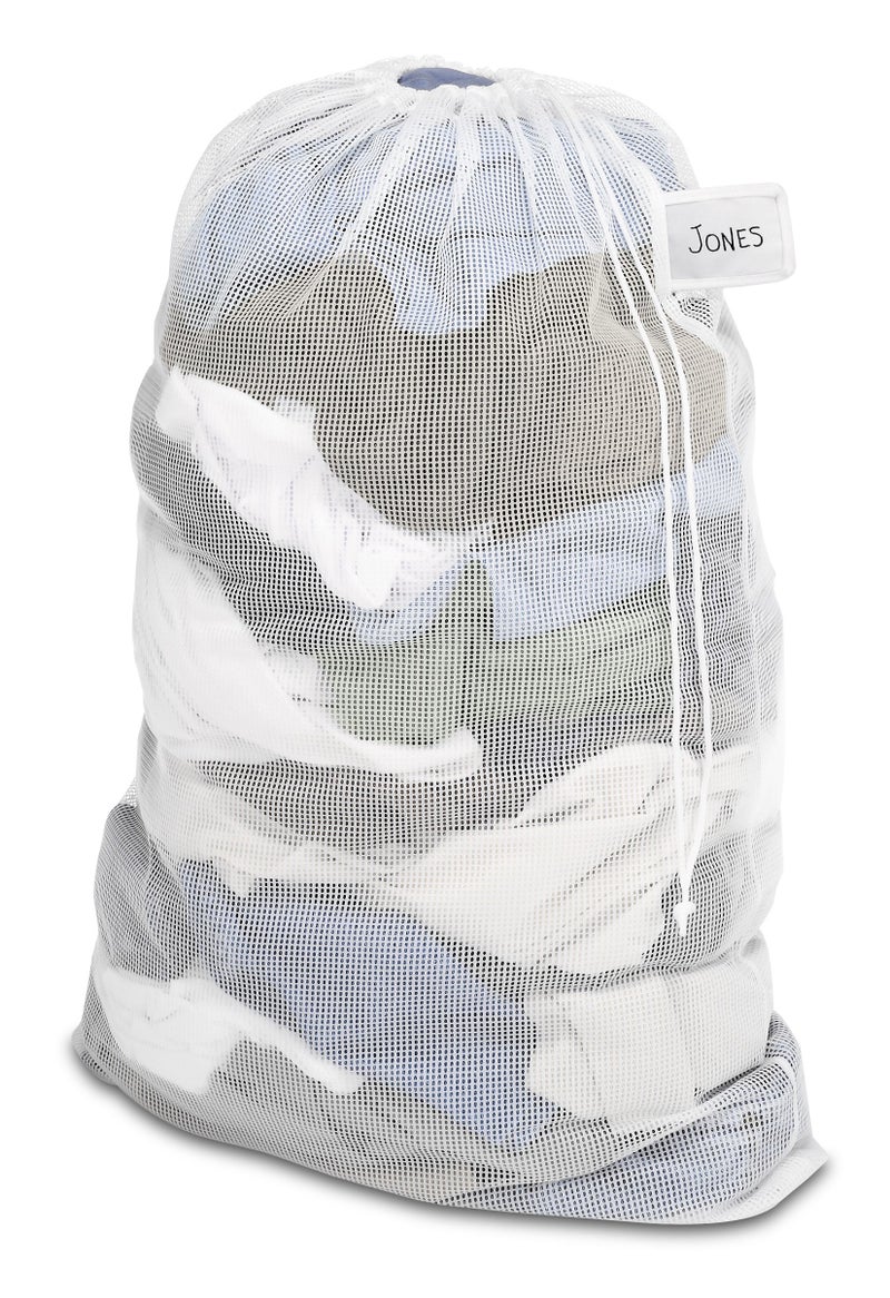 Whitmor Mesh Laundry Bag w/ID Tag White - Image 1