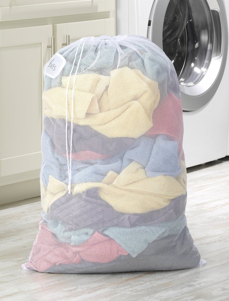 Whitmor Mesh Laundry Bag w/ID Tag White - Image 2