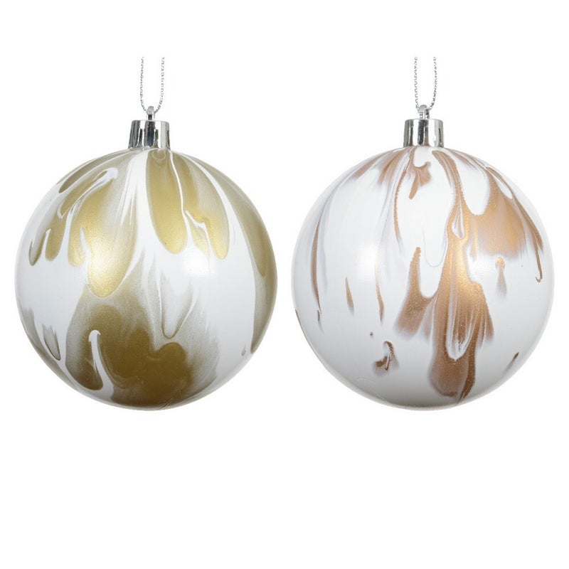 Kaemingk Marble Finish Christmas Bauble Polystyrene Ornament for Indoor & Outdoor Tree Decoration– 8cm, 1-Piece Assorted