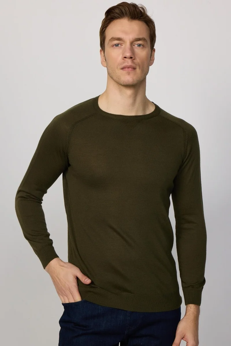 Tudors Slim Fit Slim Fit Crew Neck Plain Wool Men's Sweater
