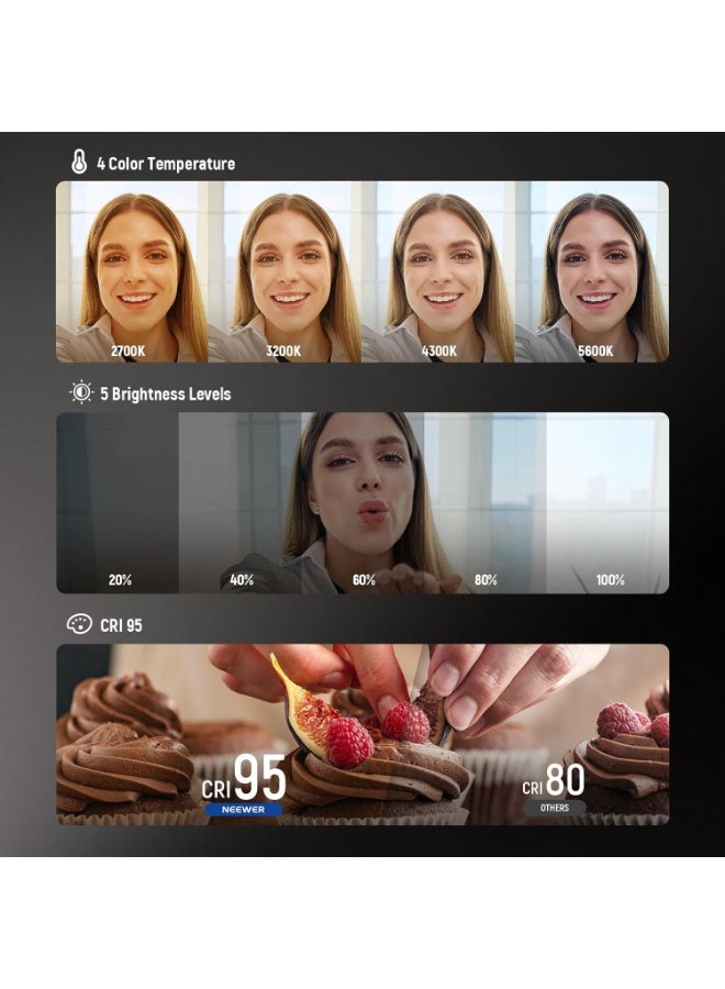 LBMT Magnetic Selfie Light Compatible for iPhone & Android, Folding 5 Led Modes with Mirror,and Rechargeable Portable Fill Light Phone for Photography/Video Recording/Conference/Vlog/Makeup（Black ） - Image 3