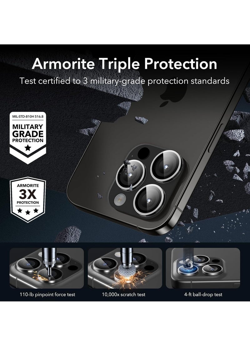 مجموعة من 2 واقي عدسة الكاميرا لهاتف iPhone 15 Pro Max/15 Pro/14 Pro Max/14 Pro، واقيات عدسة فردية فائقة الصلابة عالية الدقة، مقاومة للخدش، زجاج مقوى فائق النحافة، سلسلة Armorite - Image 5