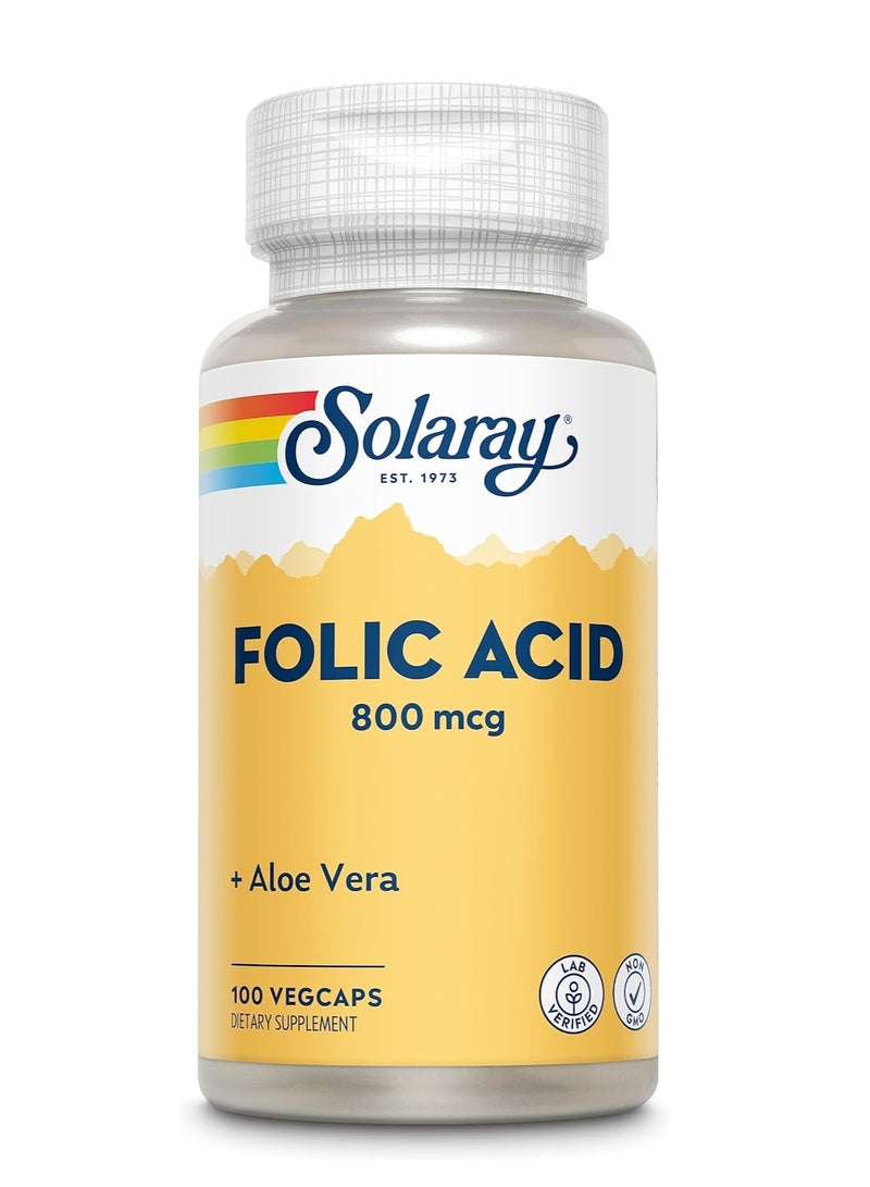 SOLARAY Folic Acid 470 mcg, 100 Veggie Capsules – Daily B9 Supplement for Women’s Nutritional Support - Image 1