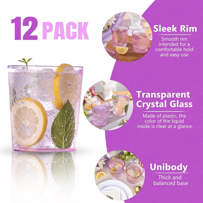 Liacere Plastic Drinking Glasses Set of 12 14 oz Purple Plastic Glasses ColorsKitchen Water Glasses Cup Bar Tumbler Glassware Set for Beer Juice Cocktail Whiskey Milk - Image 2