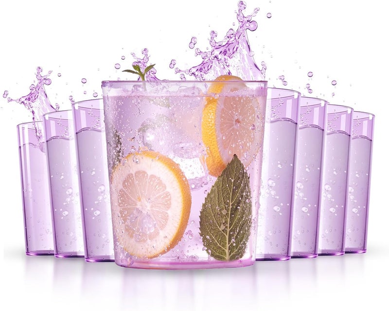Liacere Plastic Drinking Glasses Set of 12 14 oz Purple Plastic Glasses ColorsKitchen Water Glasses Cup Bar Tumbler Glassware Set for Beer Juice Cocktail Whiskey Milk - Image 1