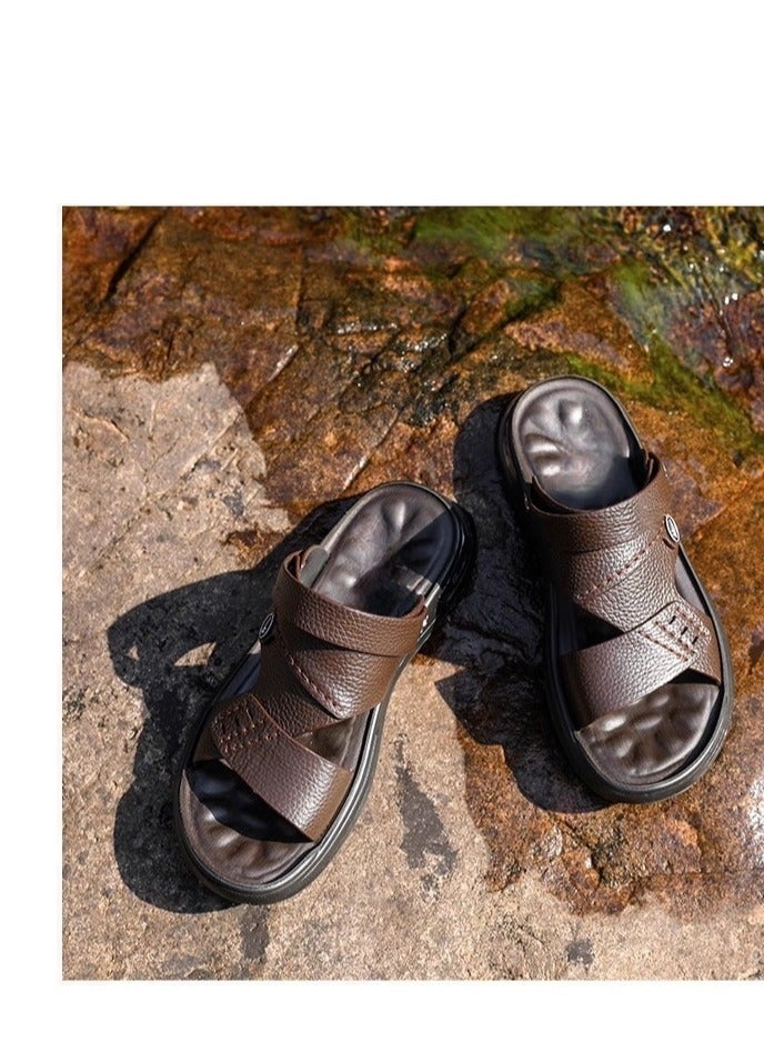 Warrior New Fashionable Leather Men's Business Slippers - Image 2