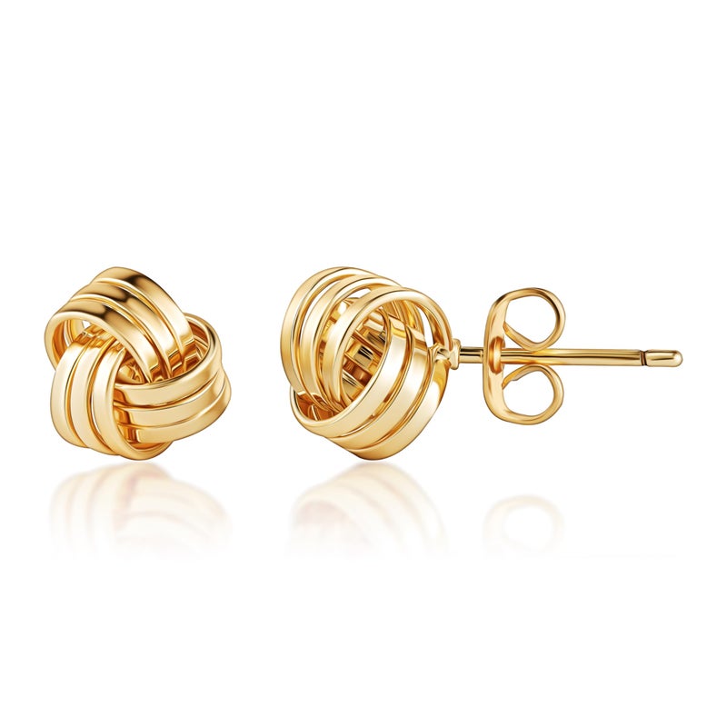 Barzel 18K Gold Plated Love Knot Stud Earrings For Women 3 Row 12MM (3 Row) - Image 1