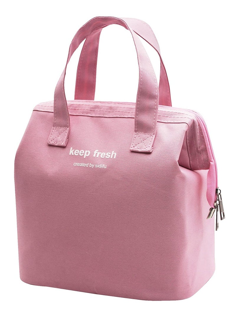 KASTWAVE Lunch Bag Bento Bag, Thickened Thermal Insulation Refrigerated Bento Tote Bag, Lunch Box Carrying Bag for Students Ladies Men Picnic Work Outdoor Pink  - Image 1