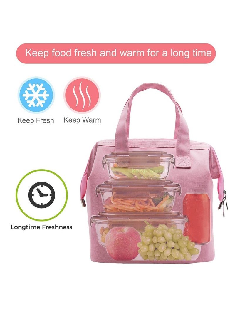 KASTWAVE Lunch Bag Bento Bag, Thickened Thermal Insulation Refrigerated Bento Tote Bag, Lunch Box Carrying Bag for Students Ladies Men Picnic Work Outdoor Pink  - Image 2