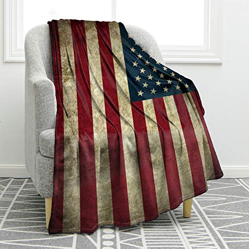 Jekeno American Flag Gifts Blanket for Men Women USA Flag Throw Blankets for Adult Kids Boys Girls Independence Day American Decor Gifts for Home Bed Couch