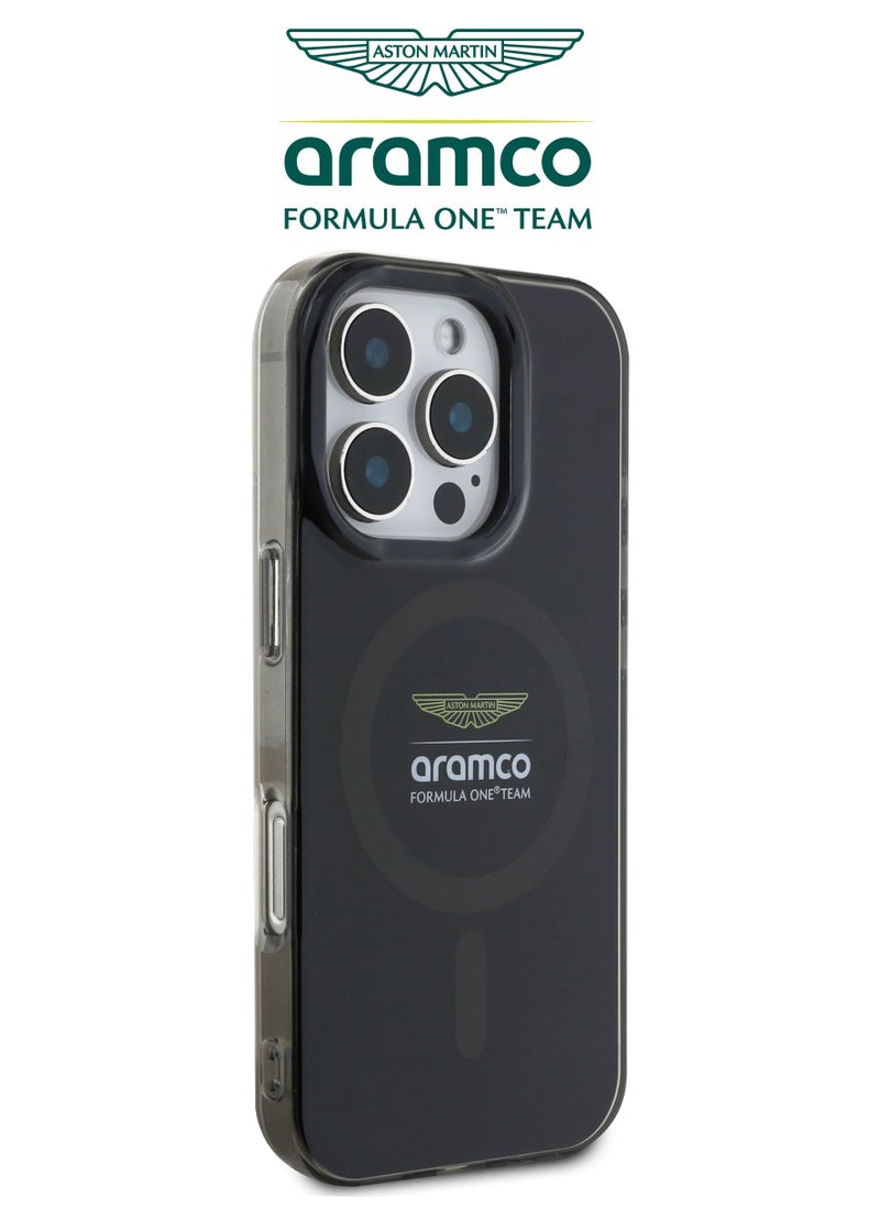 CG MOBILE iPhone 16 Pro case with strong back protection for the mobile phone. iPhone 16 Pro mobile phone case made of strong and luxurious PC/TPU. iPhone 16 Pro cover with a luxurious French design. Original cover iphone 16 pro certified by the global brand Aston Martin (Aramco). Mobile iphone cover supports wireless charging MagSafe. Black  - Image 4