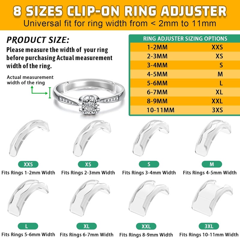 Coopache Ring Sizers for Loose Rings, 14 Pack Invisible Ring Size Adjuster Silicone, Ring Guards Spacer Tightener Resizer Fitter for Women Men, Make Ring Smaller Without Resizing Thick Band (Transparent-14PCS) - Image 3