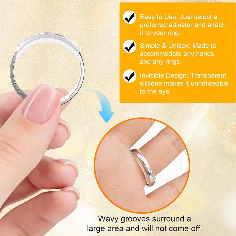 Coopache Ring Sizers for Loose Rings, 14 Pack Invisible Ring Size Adjuster Silicone, Ring Guards Spacer Tightener Resizer Fitter for Women Men, Make Ring Smaller Without Resizing Thick Band (Transparent-14PCS) - Image 2