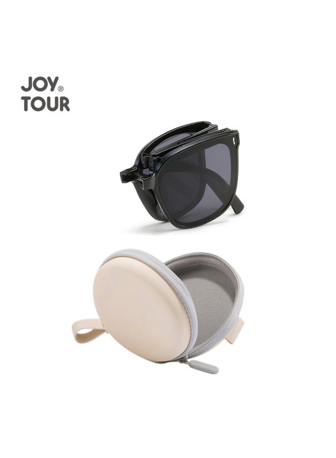 JOY TOUR Joytour Foldable Sungl, Outdoor Travel Trendy Light-blocking Anti-glare Uv Protection Gl, Dark Black - Image 1
