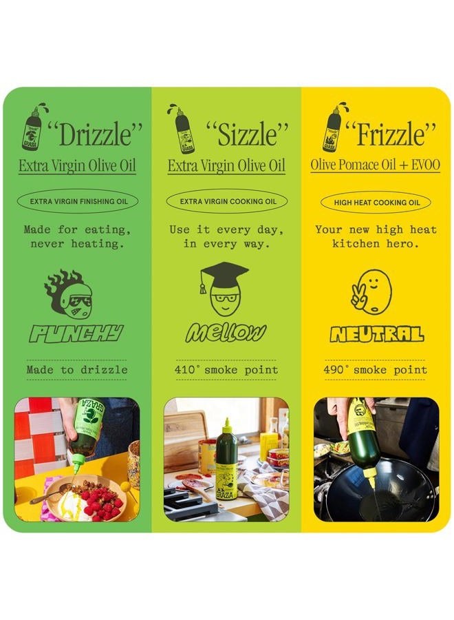 Graza Sizzle Extra Virgin Olive Oil, Cooking Oil - High Polyphenol Peak Harvest EVOO Cooking Oil in a Squeeze Bottle - Single Origin Olive Oils from Spain - 25.3 Fl Oz (750ml) - Image 3