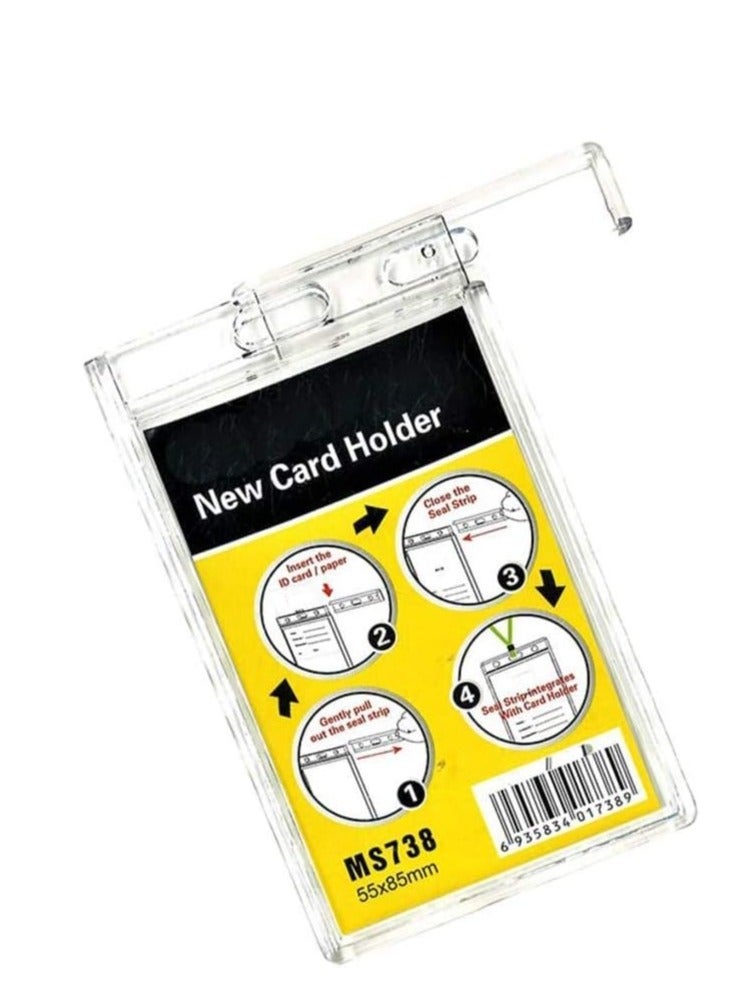 موديست حامل / شارة شفافة لبطاقة الهوية (راجع الصورة) واضحة للغاية وقابلة للقفل ومقاومة للماء للبطاقات العمودية فقط (20 قطعة) - Image 2