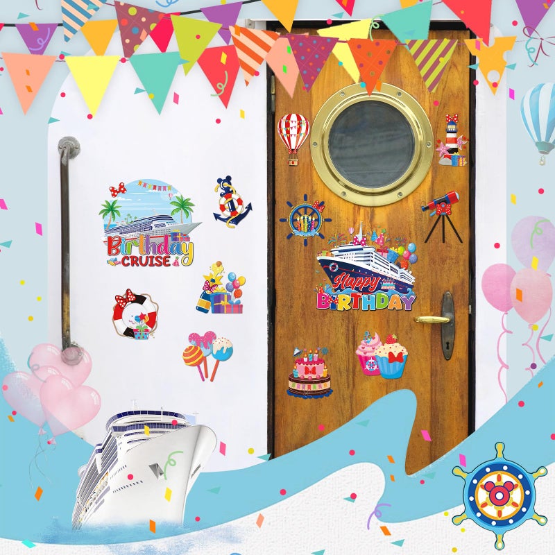 RiVolTa Mouse Birthday Cruise Decorations - 12 Pcs Ship Door Decorations Magnets Stickers Cute Mice Funny Anchor Magnetic Accessories with Pen for Cabin Stateroom Refrigerator Car Carnival Party Decor - Image 4